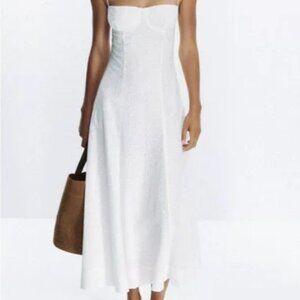 Zara white eyelet corset midi dress